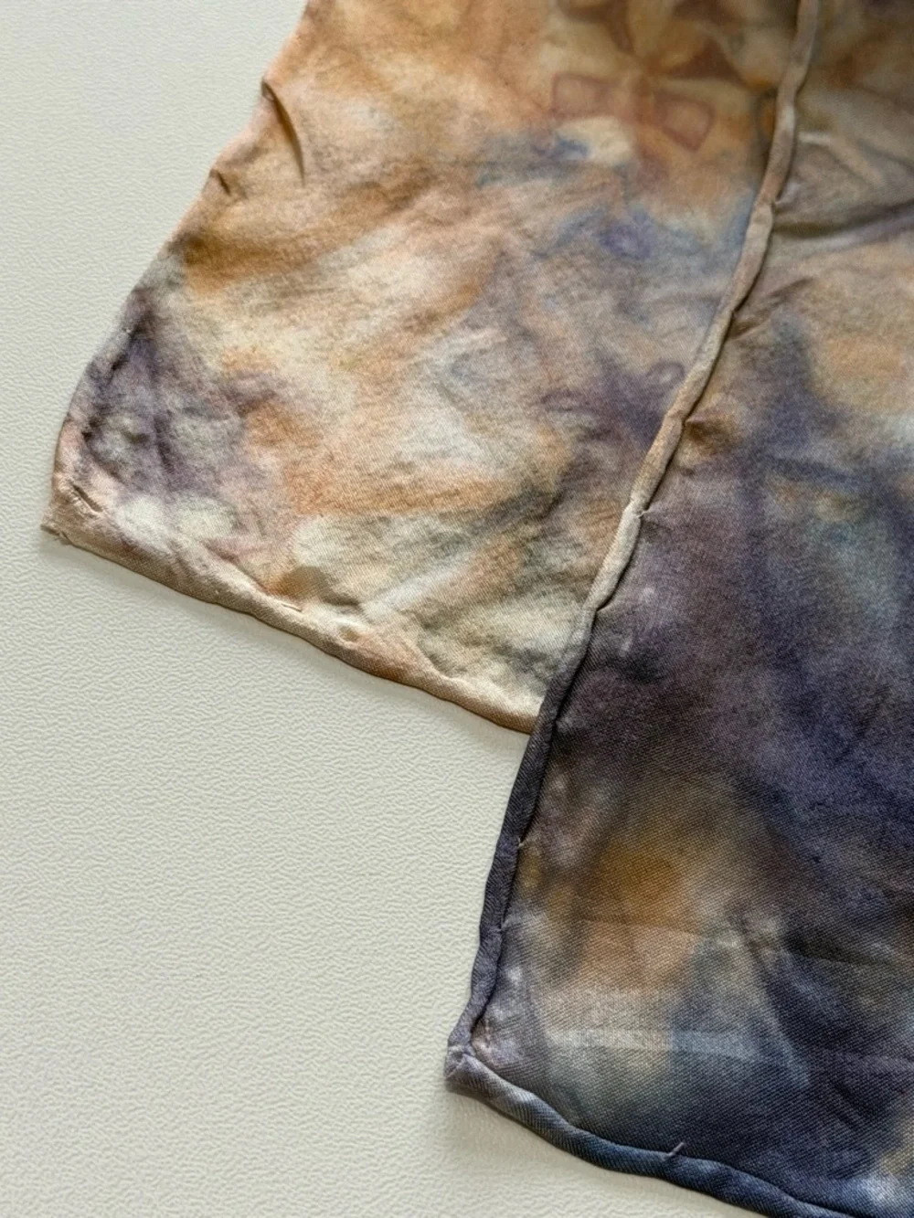 Silk Scarf Belt Boho Festival Coastal Cowgirl Waist Wrap Purple Tan 57-1/2” L